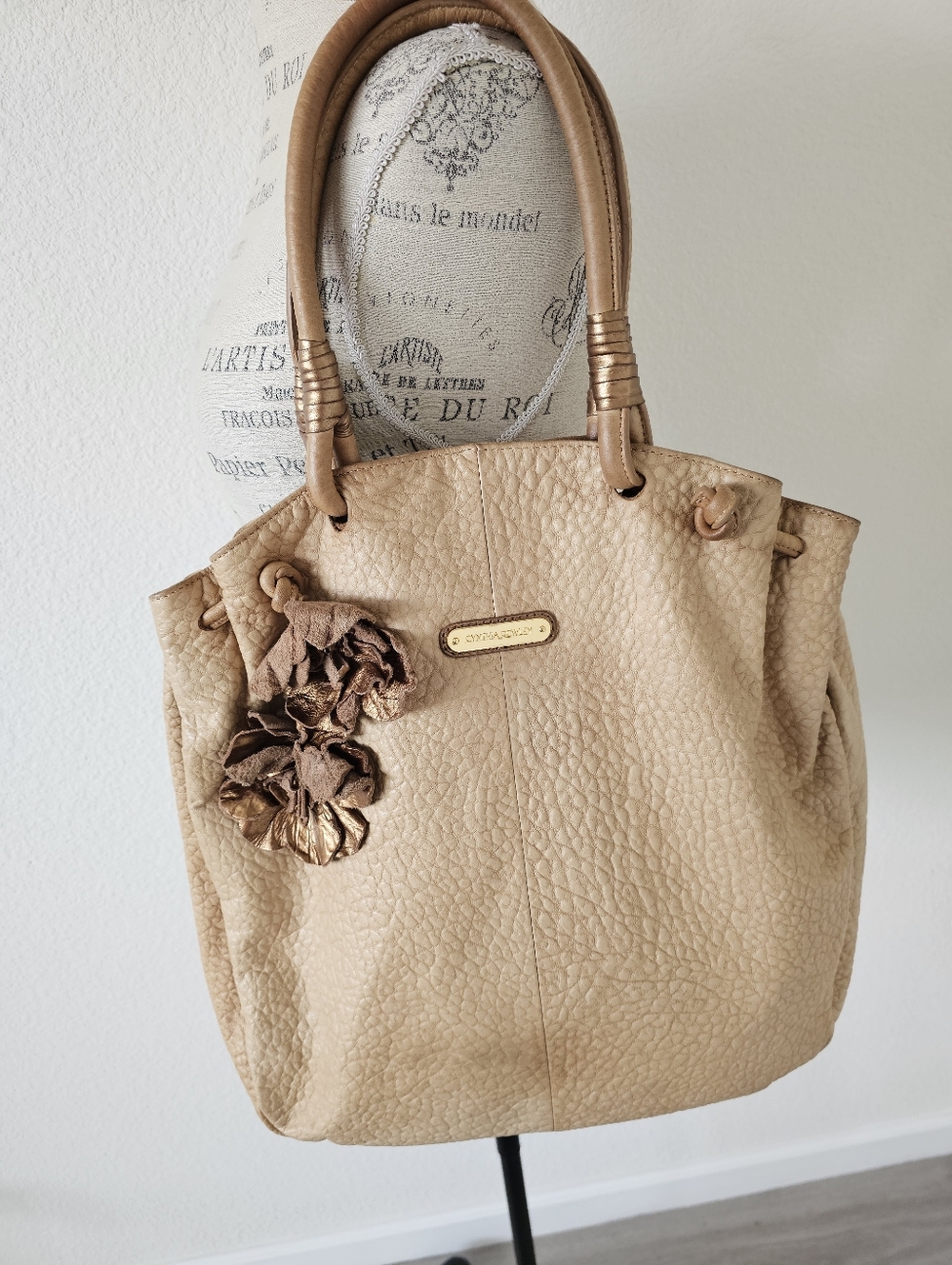 Cynthia Rowley Pebble Leather Floral Applique Hobo​ Bag